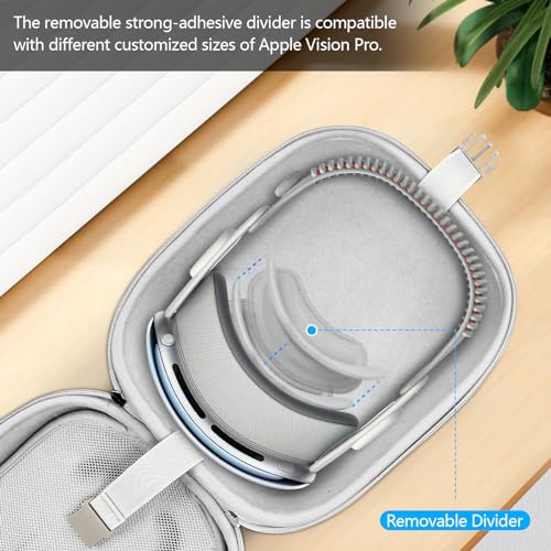 AMAZEAR Hard Travel Case for Apple Vision Pro, Small and Portable Protective Case Designed for Vision Pro VR, Apple Vision Pro Accessories, Shockproof & Anti-Drop for Carry and Storage, Bright-Grey