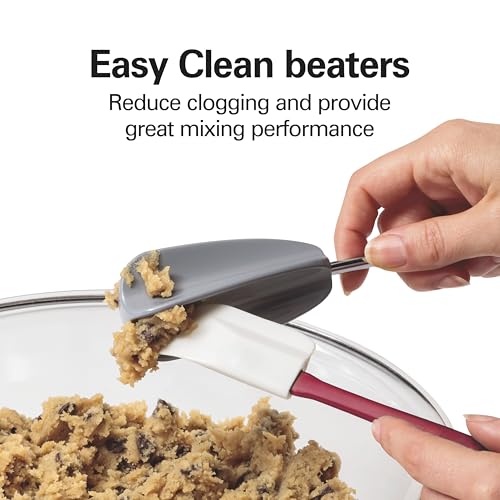 Hamilton Beach 6-Speed Electric Hand Mixer with Whisk, Dough Hooks and Easy Clean Beaters, 275 Watts, Snap-On Storage Case, Black