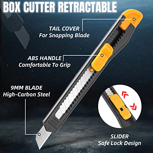 4 Pack Retractable Utility Knife with Snap-Off Blades