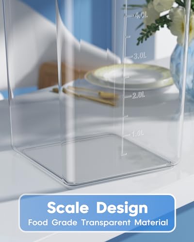 KEMETHY 4 Pcs Airtight Food Storage Containers with Lids (6.8L/230oz) & (5.4L/183oz), BPA Free Large Airtight Plastic Storage Jars for Flour, Cereal, Sugar, Baking Supplies, with Labels & Maker