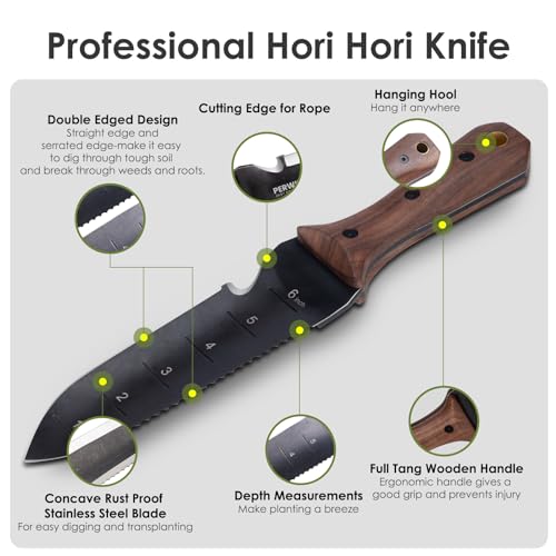 PERWIN Hori Hori Garden Knife with Sheath