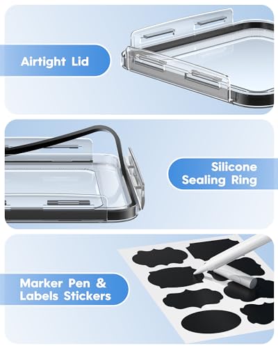 KEMETHY 4 Pcs Airtight Food Storage Containers with Lids (6.8L/230oz) & (5.4L/183oz), BPA Free Large Airtight Plastic Storage Jars for Flour, Cereal, Sugar, Baking Supplies, with Labels & Maker