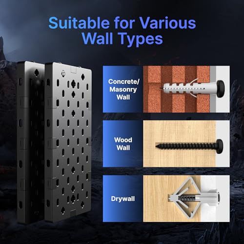 PEGZONE Controller and Headphone Holder Wall Mount, Modular Gaming Pegboard with Accessories, Controller Stand for Xbox PS5 PS4 Switch, Video Game Storage, Disc Shelf Organizer, 14pcs Pegboard, Black