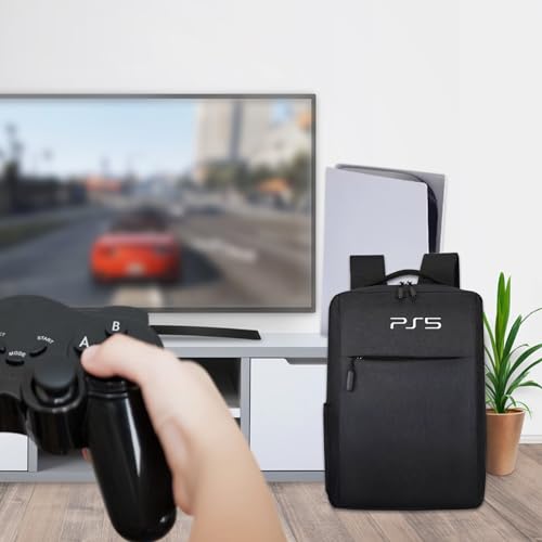 ZLDYPINK Gaming Console Backpack Compatible with PS5, Protective Travel Carrying Case Bag Compatible with Sony Playstation5, Storage Bag for PS5 Disc, Controllers and More Gaming Accessories