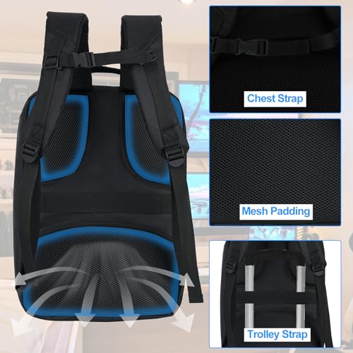 LEFOR·Z Travel Console Backpack Compatible for PS5,Protective Carrying Case Storage Bag Compatible with PlayStation5 Console,Controllers,Monitor,15.6”Laptop,Headset,Game discs,Charger &Accessories