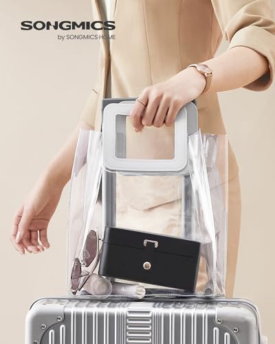 SONGMICS Jewelry Box, Travel Jewelry Case, 2-Layer Jewelry Holder Organizer, 4.6 x 6.3 x 3 Inches, Portable, Versatile Earring Storage, for Larger Accessories, Gift Idea, Ink Black UJBC166B01