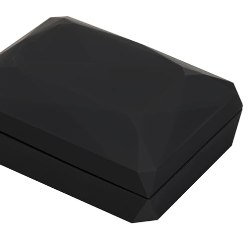 Luxury LED Light Pendant Necklace Gift Box, Velvet Jewelry Box Storage Case Organizer Holder for Proposal Engagement Wedding Anniversary Birthday Valentine's Day (BLACK)