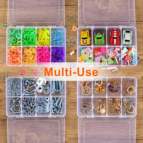 QUEFE 3 Pack 8 Grids Bead Organizers and Storage, Plastic Organizer Box with Removable Dividers Tackle Box Organizer for Candies Snacks Electronics Jewelry Small Parts