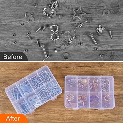 QUEFE 3 Pack 8 Grids Bead Organizers and Storage, Plastic Organizer Box with Removable Dividers Tackle Box Organizer for Candies Snacks Electronics Jewelry Small Parts