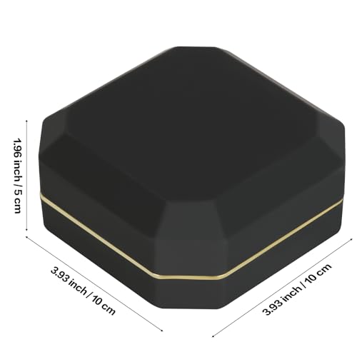 Luxury LED Jewelry Bracelet Gift Box with LED Light, Velvet Small Jewelry Box Storage Case Organizer Holder for Wedding, Engagement, Proposal, Birthday and Anniversary (Black)