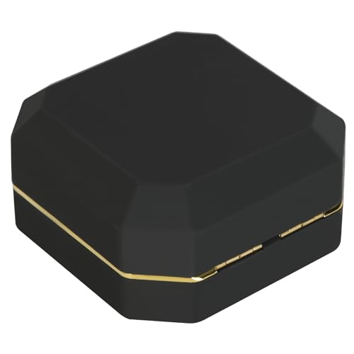 Luxury LED Jewelry Bracelet Gift Box with LED Light, Velvet Small Jewelry Box Storage Case Organizer Holder for Wedding, Engagement, Proposal, Birthday and Anniversary (Black)