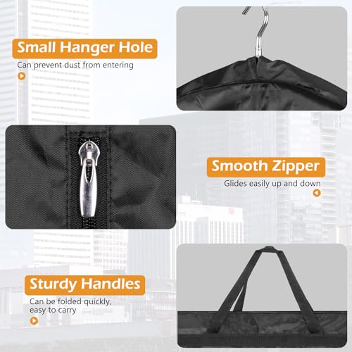 MISSLO 65" Long Garment Bags for Travel Dress Bags Wedding Dress Cover Waterproof Clothing Bags Storage Traveling Clothes Protector for Closet Wardrobe Bags 2 Packs for Gowns, Tuxedos, Coats, Black