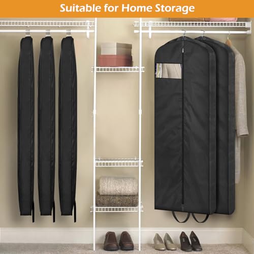 MISSLO 65" Long Garment Bags for Travel Dress Bags Wedding Dress Cover Waterproof Clothing Bags Storage Traveling Clothes Protector for Closet Wardrobe Bags 2 Packs for Gowns, Tuxedos, Coats, Black