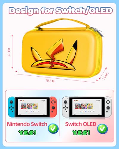 Gurgitat Carrying Case for Nintendo Switch/Switch OLED Travel Carry Cases Hard Shell Protective Cover Strap Anime Cute Girls Boys Accessories Storage Pouch Bag for Nintendo Switch 2017/Oled 2021