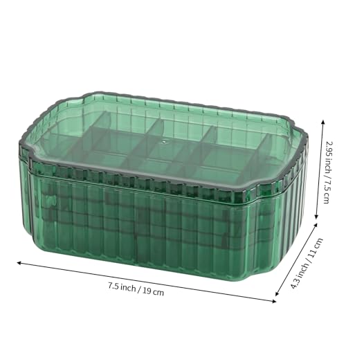 LETURE 3-Layer Jewelry Organizer Box for Earrings, Rings, Necklaces, Bracelets, Clear Plastic Bead Storage Containers for Crafts (Green)
