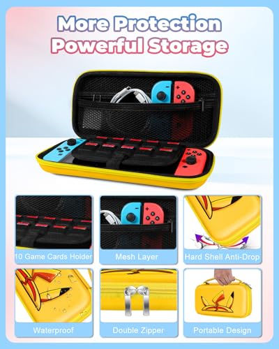 Gurgitat Carrying Case for Nintendo Switch/Switch OLED Travel Carry Cases Hard Shell Protective Cover Strap Anime Cute Girls Boys Accessories Storage Pouch Bag for Nintendo Switch 2017/Oled 2021