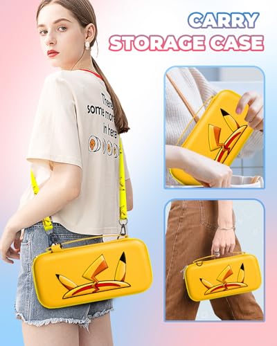 Gurgitat Carrying Case for Nintendo Switch/Switch OLED Travel Carry Cases Hard Shell Protective Cover Strap Anime Cute Girls Boys Accessories Storage Pouch Bag for Nintendo Switch 2017/Oled 2021