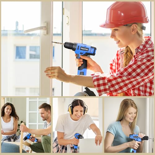 PULITUO 12V Blue Cordless Drill Set with Accessories