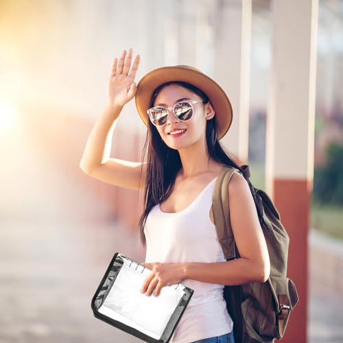 Fixwal Earring Organizer Case, Travel Jewelry Organizer Transparent Jewelry Storage Book Set for Earring Necklace Ring Holder with Small Clear Zippered Pouch (Black)