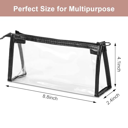 Etercycle TSA Approved Toiletry Bag, Clear Pouches with Zipper for Traveling, Samll Clear Makeup Bags Cosmetic Bag Beach Bag for Home Storage Organizing, Office, Vacation, Travel (Black)