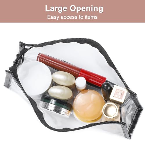 Etercycle TSA Approved Toiletry Bag, Clear Pouches with Zipper for Traveling, Samll Clear Makeup Bags Cosmetic Bag Beach Bag for Home Storage Organizing, Office, Vacation, Travel (Black)