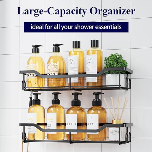 Kitsure Large Adhesive Shower Organizer Stainless Steel Shelf