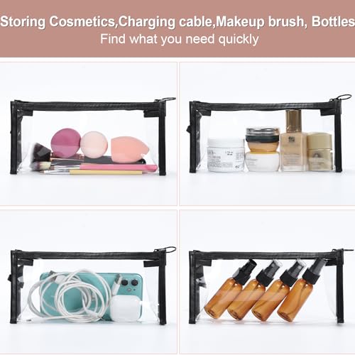 Etercycle TSA Approved Toiletry Bag, Clear Pouches with Zipper for Traveling, Samll Clear Makeup Bags Cosmetic Bag Beach Bag for Home Storage Organizing, Office, Vacation, Travel (Black)