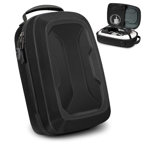 FINPAC Hard Carrying Case for Meta Quest 3 Virtual Reality Headset, Portable Travel Storage Bag for Elite Head Strap Accessories, VR Touch Controller, Adapter, Charging Cable - Black