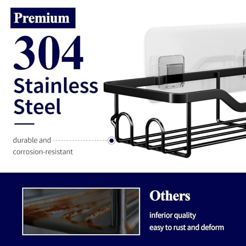 Kitsure Large Adhesive Shower Organizer Stainless Steel Shelf