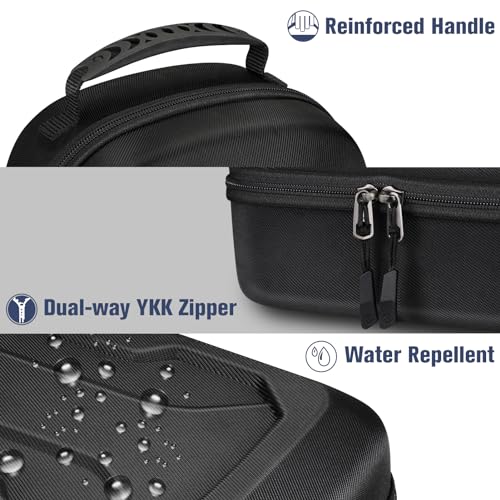 FINPAC Hard Carrying Case for Meta Quest 3 Virtual Reality Headset, Portable Travel Storage Bag for Elite Head Strap Accessories, VR Touch Controller, Adapter, Charging Cable - Black