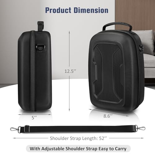 FINPAC Hard Carrying Case for Meta Quest 3 Virtual Reality Headset, Portable Travel Storage Bag for Elite Head Strap Accessories, VR Touch Controller, Adapter, Charging Cable - Black