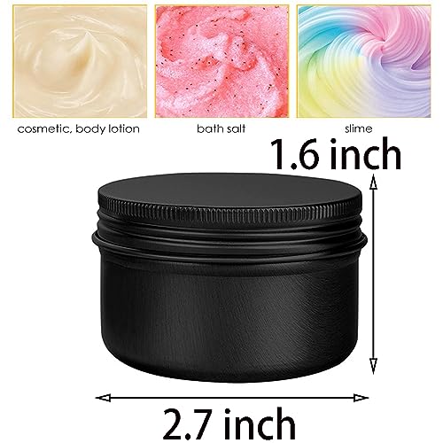 6 Pack 4 oz Aluminum Tins Airtight Storage Tins Containers Bulk Tins with Screw Lids for Kitchen, Storing Spices, Candies, Lip Balm, Salve,Black