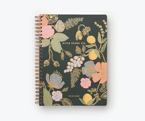 RIFLE PAPER CO. Spiral Notebook Pack of 2 | 150 Ruled Pages, Inner Storage Pocket Folders, Double-Spiral Binding, Metallic Gold Foil Accents (8.25" L x 6.25" W), Colette & Garden Party