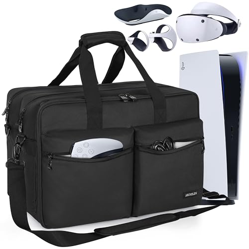 AKOZLIN Three Layers Padded Carrying Travel Bag Large Capacity for PS5 Console PSVR Storage Case Compatible with PlayStation 5 Monitor PlayStation VR Headset,Charger Accessories