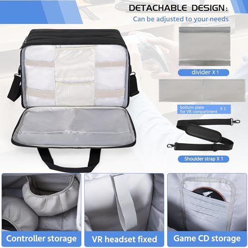 AKOZLIN Three Layers Padded Carrying Travel Bag Large Capacity for PS5 Console PSVR Storage Case Compatible with PlayStation 5 Monitor PlayStation VR Headset,Charger Accessories