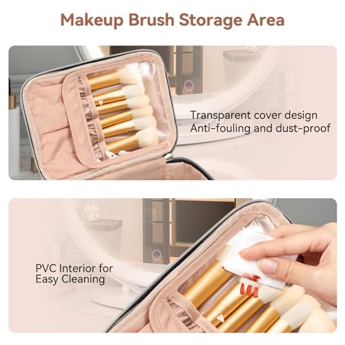 OCHEAL Makeup Bag, Large Capacity Travel Make Up Bag for Cosmetics Vertical Storage,Toiletry Bag for Skincare Makeup Organizer Bag-Nylon Black