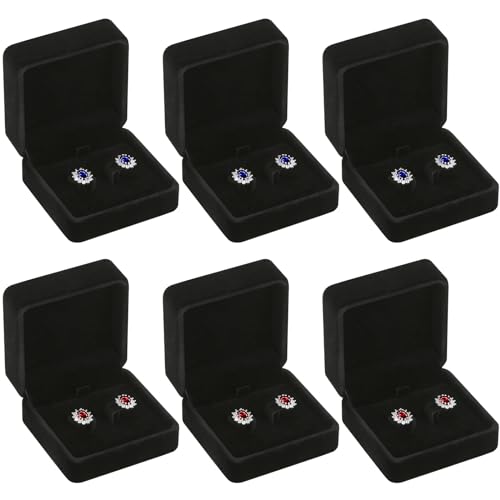 LETURE 6 Pieces Velvet Jewelry Gift Boxes for Necklace Pendant Bracelet Ring Earring, Jewelry Storage Display Case for Christmas Wedding Engagement Birthday Anniversary (Earring Box -6PCS)