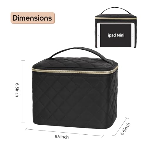 OCHEAL Makeup Bag, Large Capacity Travel Make Up Bag for Cosmetics Vertical Storage,Toiletry Bag for Skincare Makeup Organizer Bag-Nylon Black