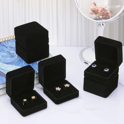 LETURE 6 Pieces Velvet Jewelry Gift Boxes for Necklace Pendant Bracelet Ring Earring, Jewelry Storage Display Case for Christmas Wedding Engagement Birthday Anniversary (Earring Box -6PCS)