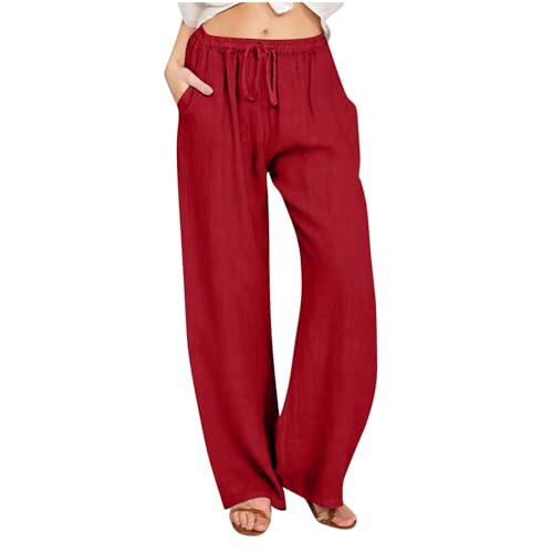 Pallets for Sale Liquidation for 9.99 Orders Placed My Account 2024 Fashion Cotton Linen Pants Women's Summer Casual Drawstring Wide Leg Palazzo Pants Loose Comfy Trousers with Pockets