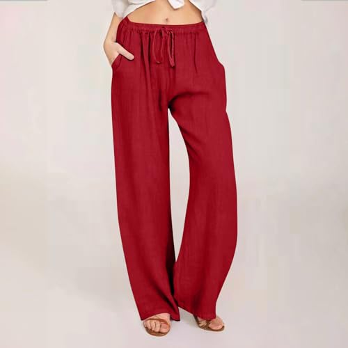 Pallets for Sale Liquidation for 9.99 Orders Placed My Account 2024 Fashion Cotton Linen Pants Women's Summer Casual Drawstring Wide Leg Palazzo Pants Loose Comfy Trousers with Pockets