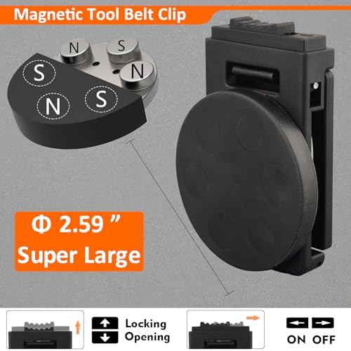 MUTUACTOR Tool Holster Belt Clip,Heavy-Duty Magnetic Tool Holder for Belt Clip,Non-Slip Strong Magnetic Clip Tool Belt Accessories for Hammer Screwdrivers Adjustable Wrench Magnetic Tools Hardware