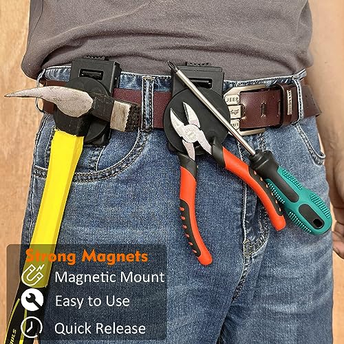 MUTUACTOR Tool Holster Belt Clip,Heavy-Duty Magnetic Tool Holder for Belt Clip,Non-Slip Strong Magnetic Clip Tool Belt Accessories for Hammer Screwdrivers Adjustable Wrench Magnetic Tools Hardware