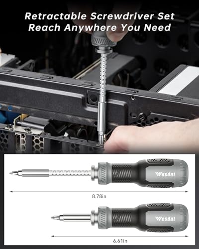 Wesdut 13-in-1 Multi-bit Screwdriver Set Tool All in One, [Super Durable] Screw Driver, Repair Kit, Man Gift, Flat Head/Slotted/Philips/Torx/Square/Hex,Nut Driver