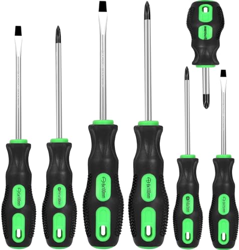 GURADESIGN 7-Piece Magnetic Screwdrivers Set, 4 Phillips and 3 Flat, Professional Cushion Grip Screwdriver Set