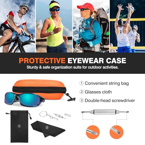 MoKo EVA Semi Hard Shell Sunglasses Case, Unisex Protective Eyeglass Case Glasses Case Holder with Metal Hanging Hook Mini Screwdriver for Men Women, Orange