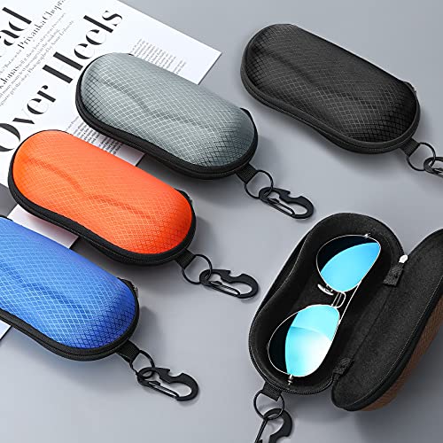 MoKo EVA Semi Hard Shell Sunglasses Case, Unisex Protective Eyeglass Case Glasses Case Holder with Metal Hanging Hook Mini Screwdriver for Men Women, Orange