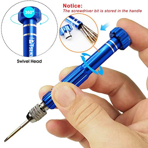 5-in-1 Multifunctional Small Screwdriver, PTSLKHN S2 Steel Magnetic Screwdriver Kit for Eyeglass, Sunglasses, Electronics, Cellphone, Jewelry and More