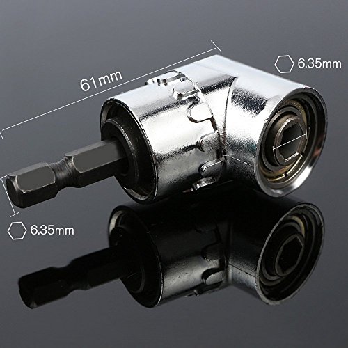 3Pcs 1/4" 3/8" 1/2" Cr-V Hex Shank Impact Grade Socket Adapter/Extension Set + 105 Degree New Right Angle Drill Bit Adapter Attachment 1/4" Drive 6mm Hex Magnetic Bit Socket Screwdriver Holder Adaptor