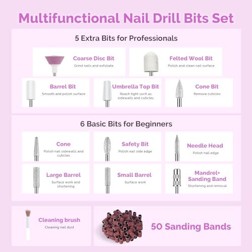 MelodySusie Cordless Electric Nail Drill Kit, 25 Speeds